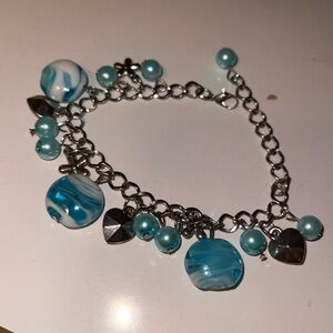 Elegant Blue and Silver Charm Bracelet